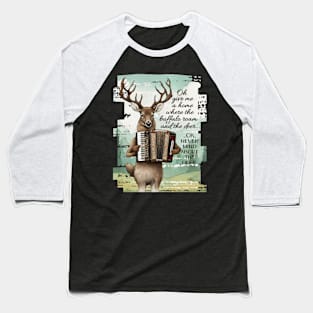 Weird deer playing accordion American west hunting buffalo Baseball T-Shirt